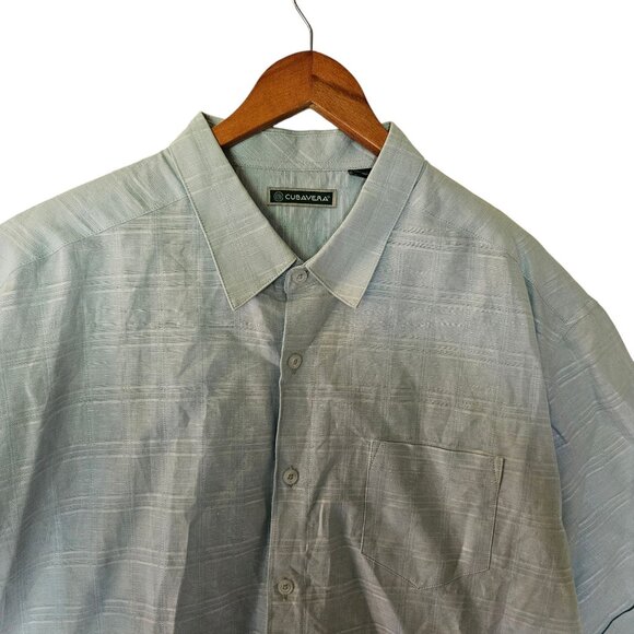 Cubavera Button Up Shirt Men's Size XXL Blue Short Sleeve Linen Blend NWT - Picture 8 of 12